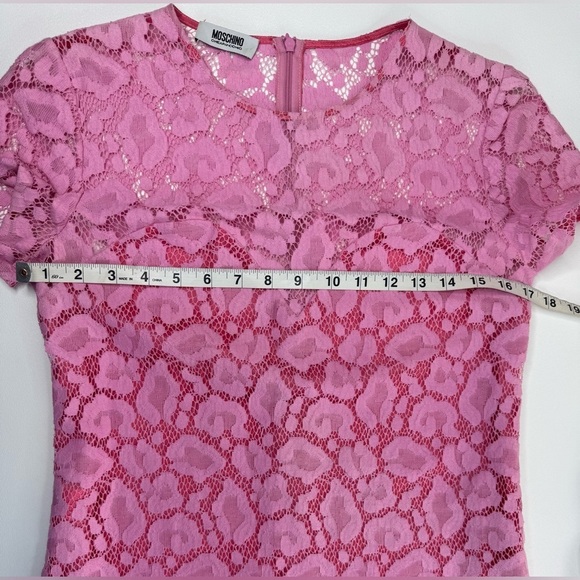 Moschino Cheap & Chic Barbie Pink Crochet Lace Lined Shift Dress Womens Size 4 - Picture 5 of 12